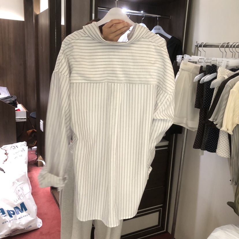 PEANUT BUTTER韓國代購女裝新品26夏季26春夏襯衫蕾絲衫條紋PEANUT BUTTER襯衫/蕾絲衫