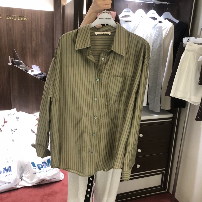 PEANUT BUTTER韓國代購女裝新品26夏季26春夏襯衫蕾絲衫條紋PEANUT BUTTER襯衫/蕾絲衫圖色3