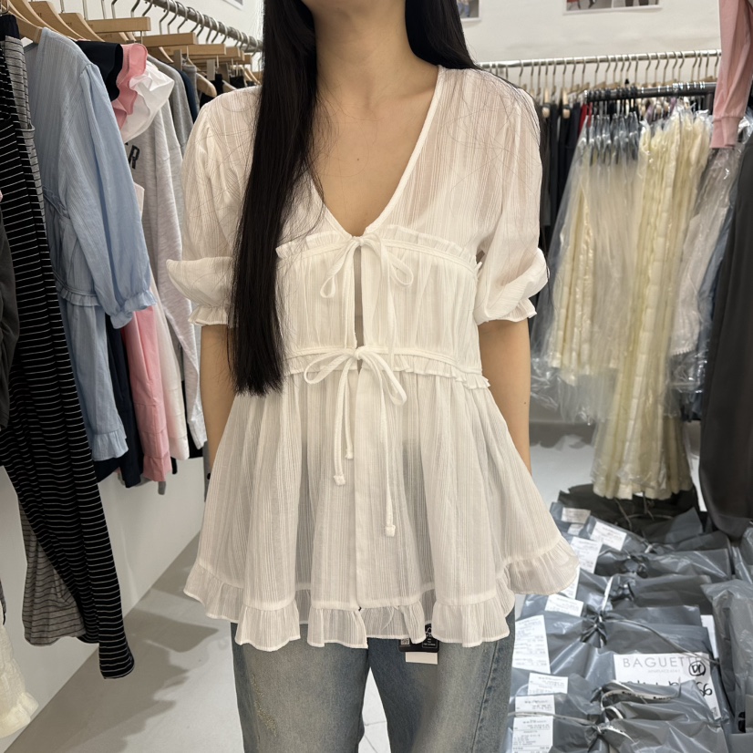 BAGUETTE-P韓國東大門代購女裝新品26夏季休閑襯衫蕾絲衫BAGUETTE-P襯衫/蕾絲衫圖色1