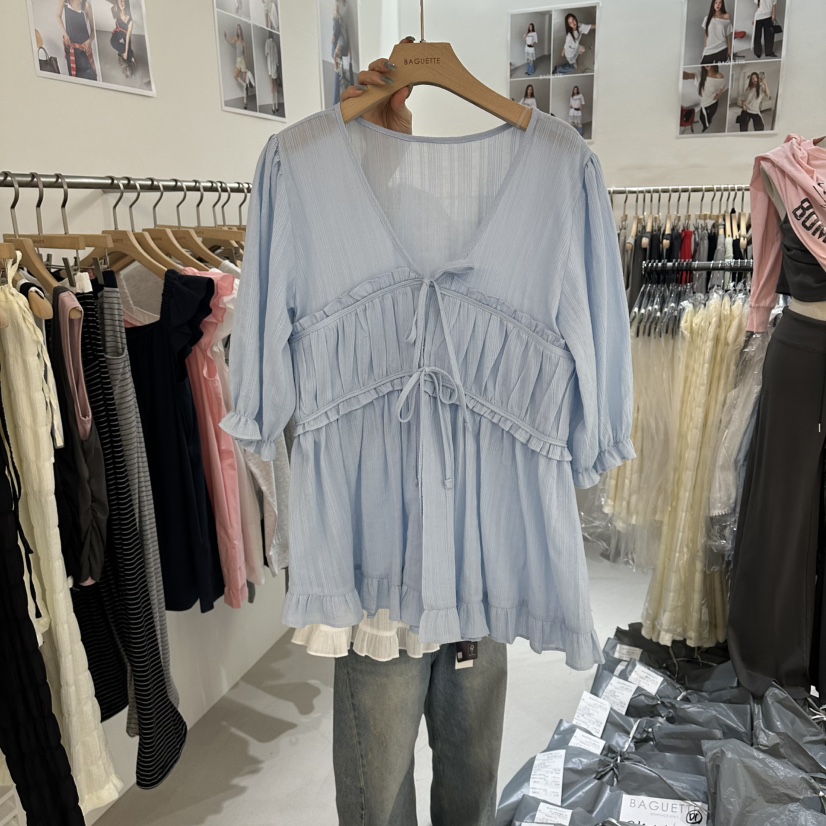 BAGUETTE-P韓國東大門代購女裝新品26夏季休閑襯衫蕾絲衫BAGUETTE-P襯衫/蕾絲衫圖色3