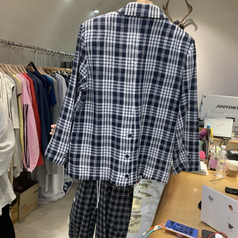 BLACKFRIDAY韓國直郵實拍女裝新品職業26夏季夾克亞麻布開衩BLACK FRIDAY夾克