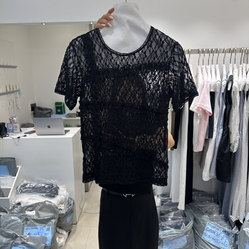 RICH SISTER東大門實拍韓國女裝新品推薦襯衫蕾絲衫荷葉邊蕾絲RICH SISTER襯衫/蕾絲衫圖色2