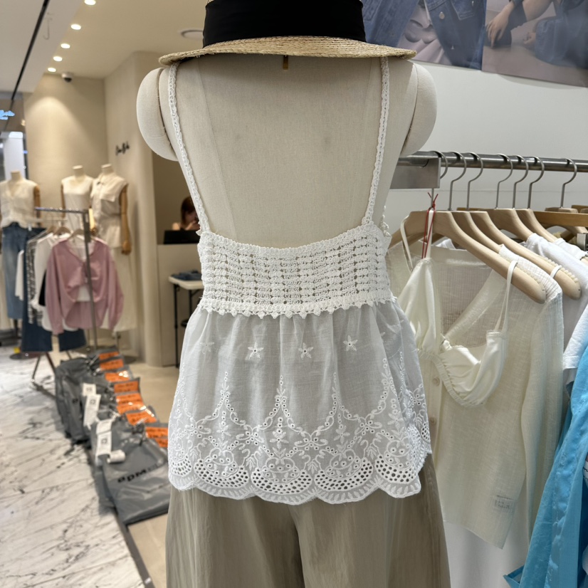REPELLER東大門實拍韓國女裝新品26春夏吊帶背心刺繡鏤空REPELLER吊帶/背心