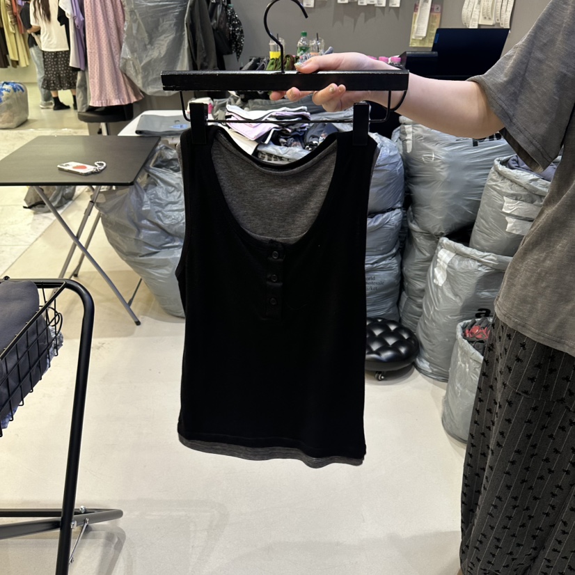 CREDITO韓國直郵女裝新品26春夏休閑推薦職業吊帶背心假兩件CREDITO吊帶/背心圖色2