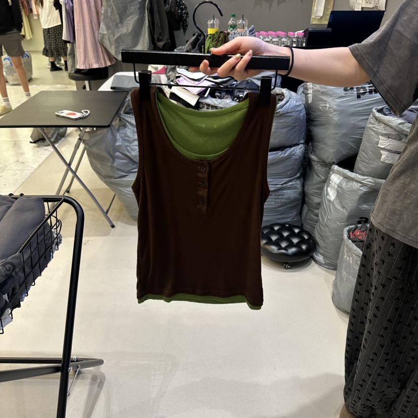 CREDITO韓國直郵女裝新品26春夏休閑推薦職業吊帶背心假兩件CREDITO吊帶/背心圖色3
