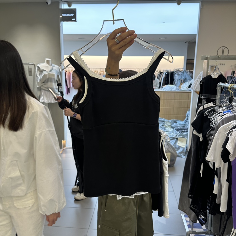 AMOUR東大門實拍韓國女裝新品人氣吊帶背心假兩件蕾絲雙層AMOUR吊帶/背心