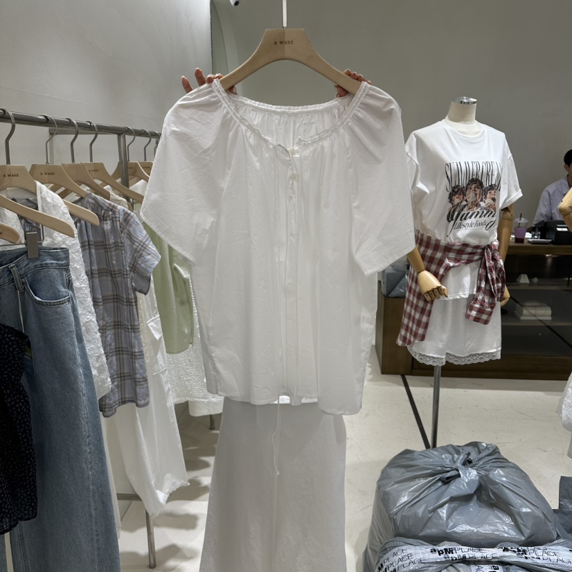 A WANT韓國直郵女裝新款職業26春夏推薦熱賣休閑襯衫蕾絲衫A WANT襯衫/蕾絲衫圖色1