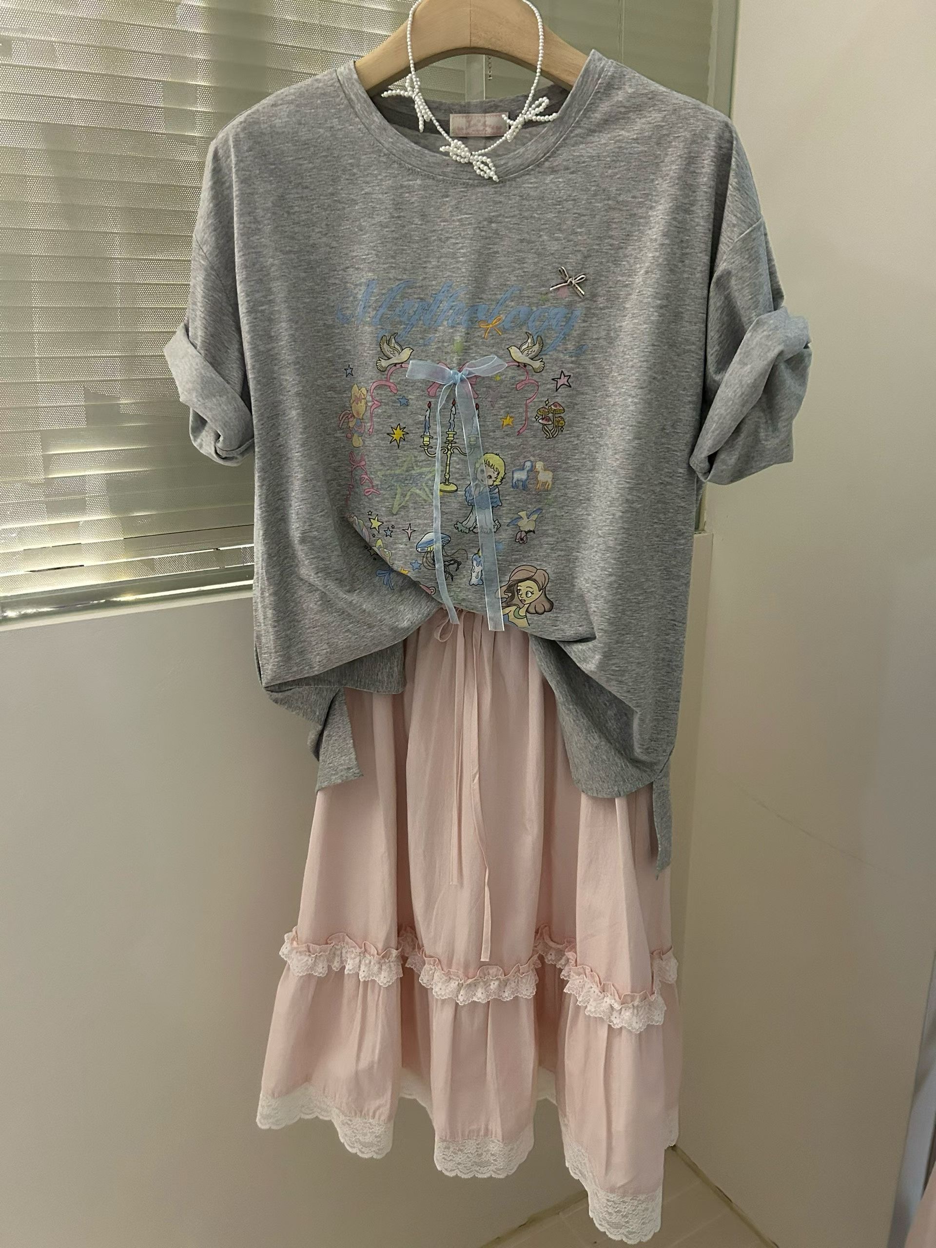 LA KERR韓國直郵女裝新品26春夏人氣推薦休閑26夏季T恤絲帶LA KERRT恤