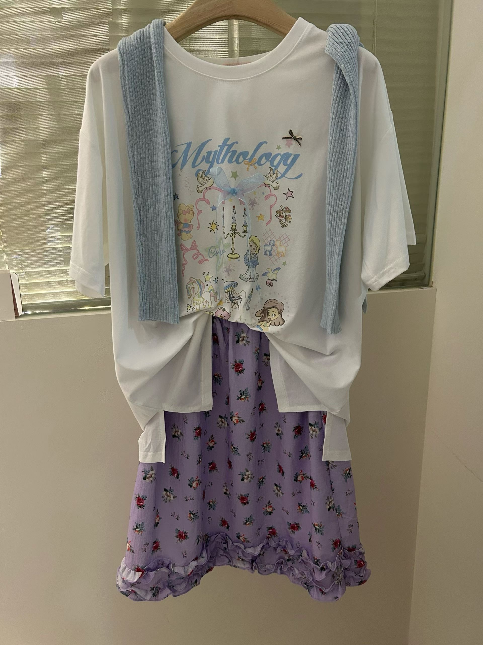 LA KERR韓國直郵女裝新品26春夏人氣推薦休閑26夏季T恤絲帶LA KERRT恤圖色2