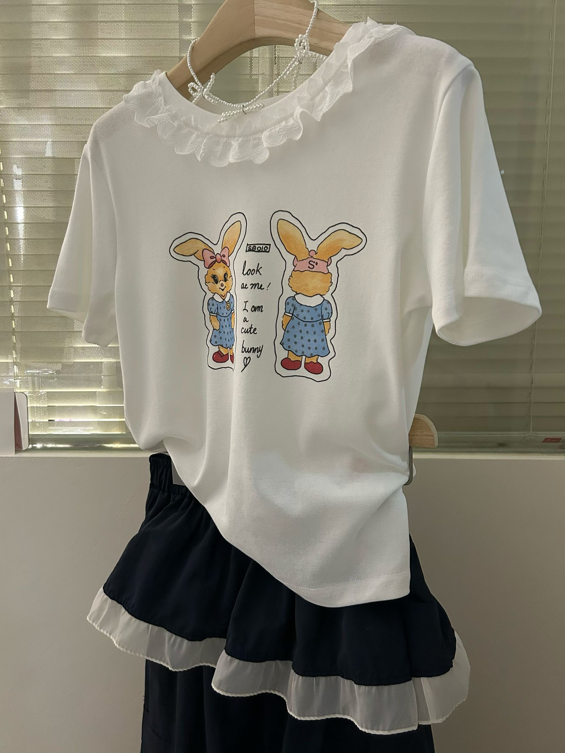 LA KERR韓國直郵女裝新品26夏季休閑推薦時尚職業T恤兔子LA KERRT恤