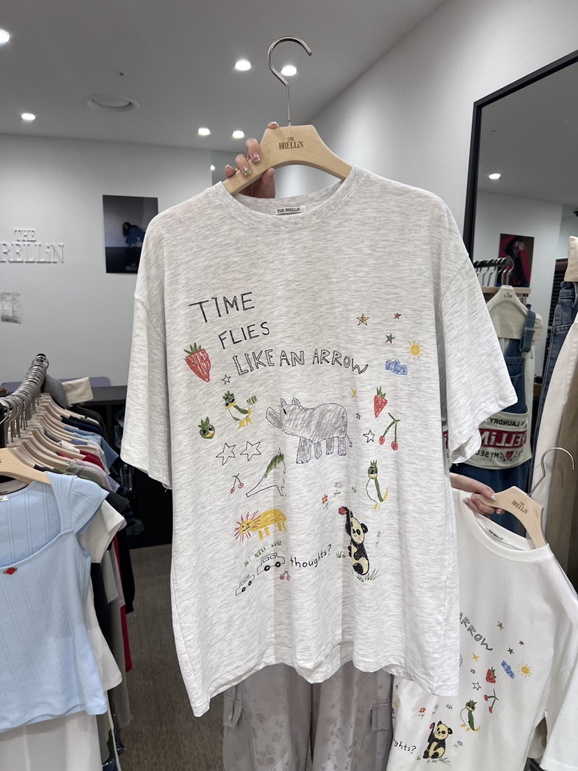 BRELLIN韓國直郵女士新品休閑時尚熱賣26春夏推薦26夏季T恤BRELLINT恤圖色1灰色