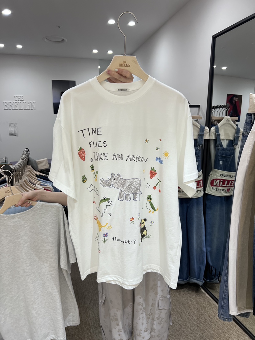 BRELLIN韓國直郵女士新品休閑時尚熱賣26春夏推薦26夏季T恤BRELLINT恤圖色2白色