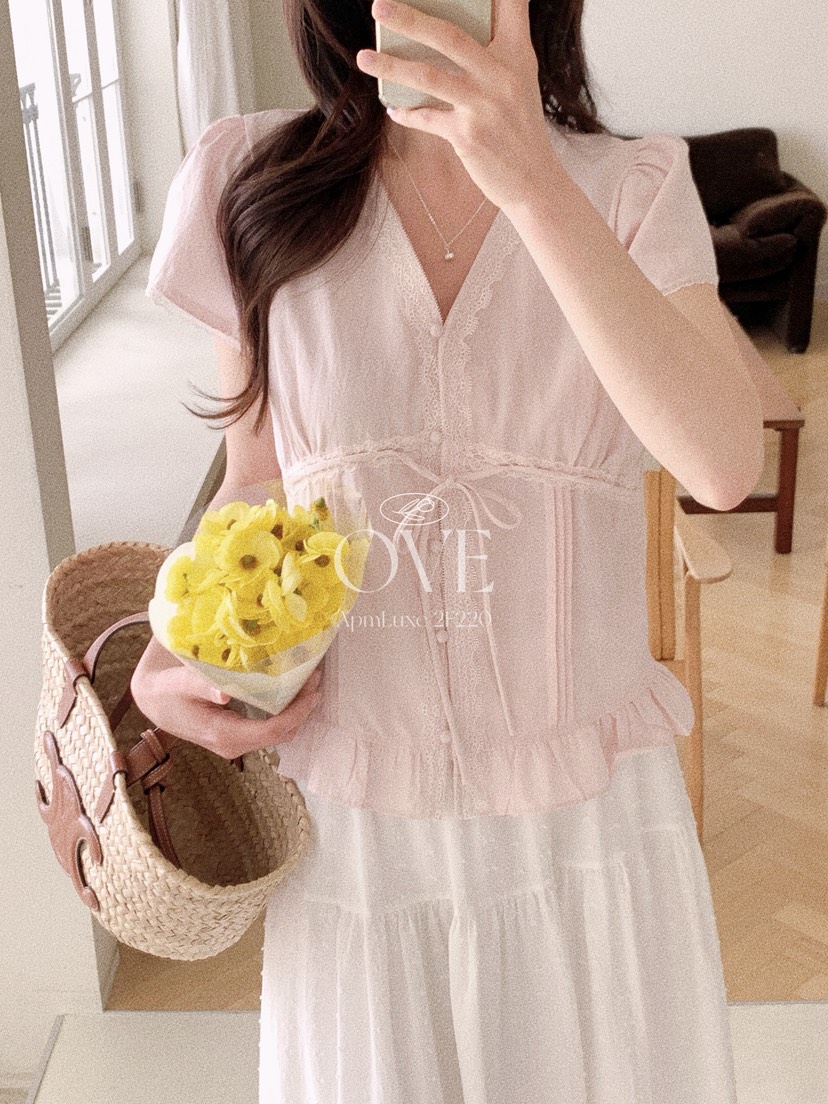 OVE韓國東大門代購女裝新品26春夏人氣休閑推薦襯衫蕾絲衫OVE襯衫/蕾絲衫