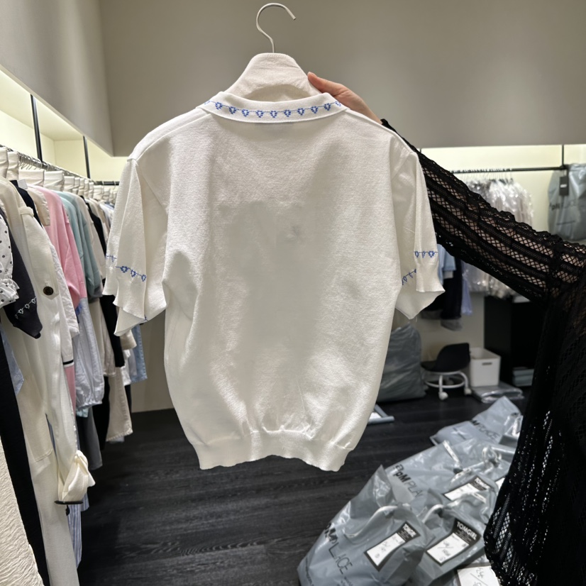 TOMGIRL韓國直郵女裝新款職業26春夏時尚26夏季針織衫刺繡TOMGIRL針織衫