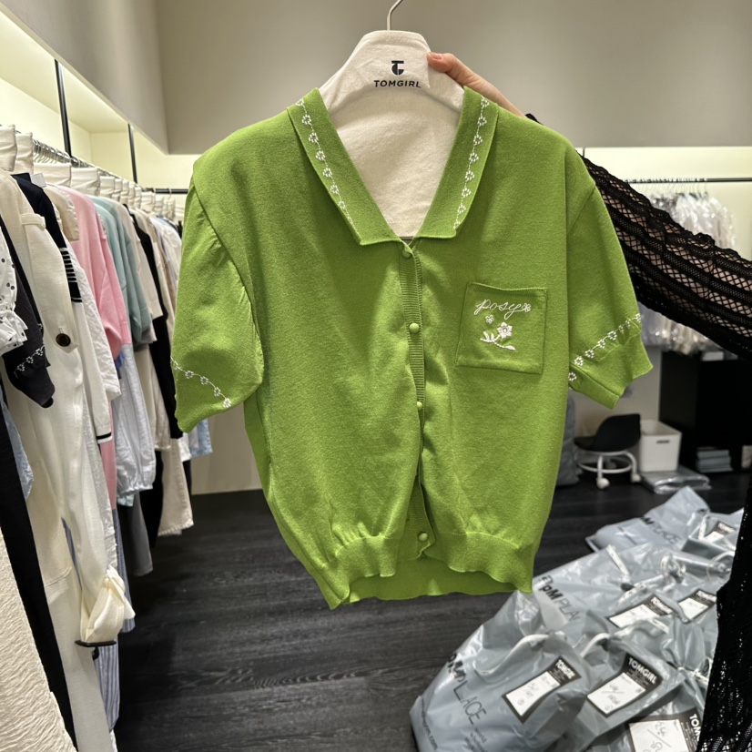 TOMGIRL韓國直郵女裝新款職業26春夏時尚26夏季針織衫刺繡TOMGIRL針織衫圖色2