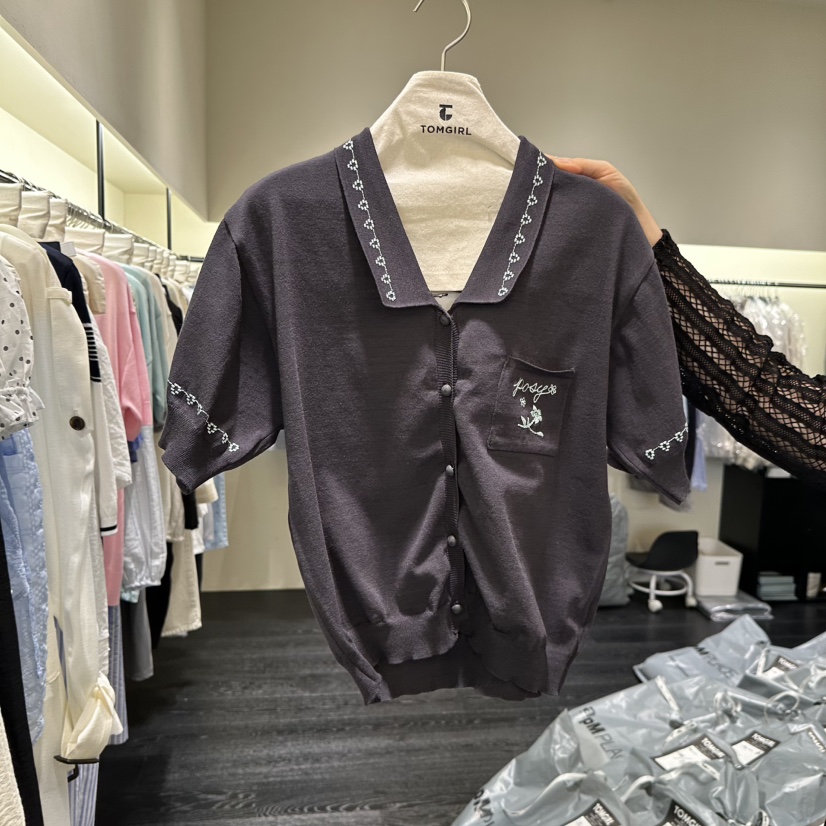 TOMGIRL韓國直郵女裝新款職業26春夏時尚26夏季針織衫刺繡TOMGIRL針織衫圖色3