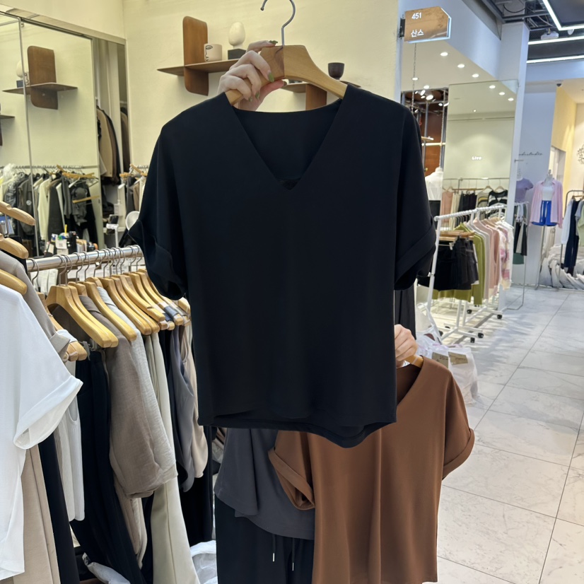 SANS東大門實拍韓國女裝新品熱賣休閑人氣26春夏推薦職業T恤SANST恤圖色4
