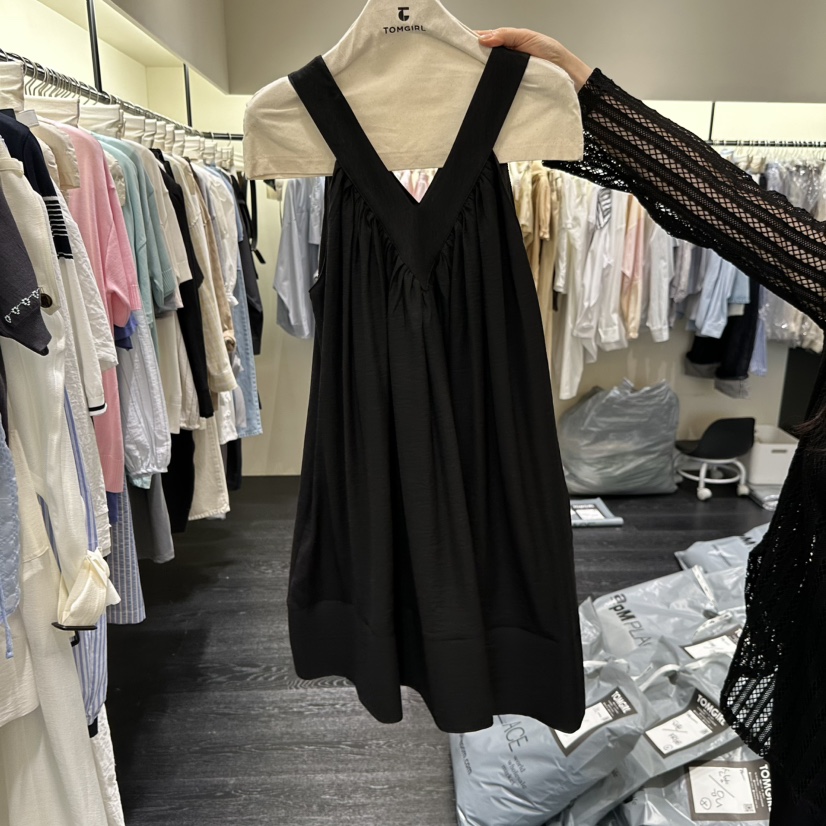 TOMGIRL韓國代購女士新款熱賣26夏季時尚職業人氣連衣裙亞麻TOMGIRL連衣裙圖色2