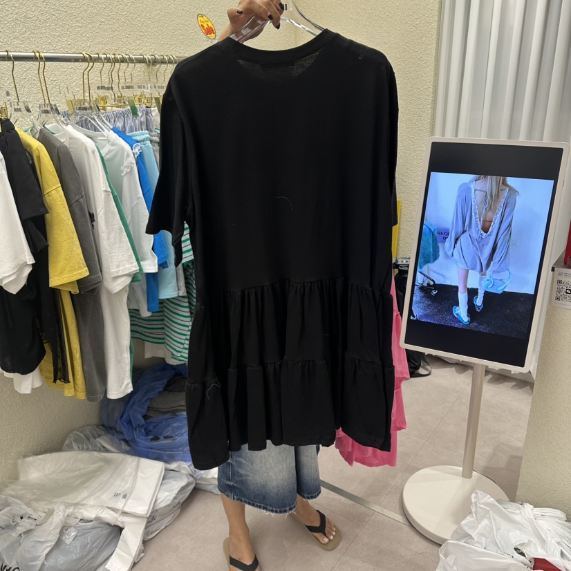 DRAWING韓國直郵實拍女士新品休閑時尚職業連衣裙多層棉質DRAWING連衣裙