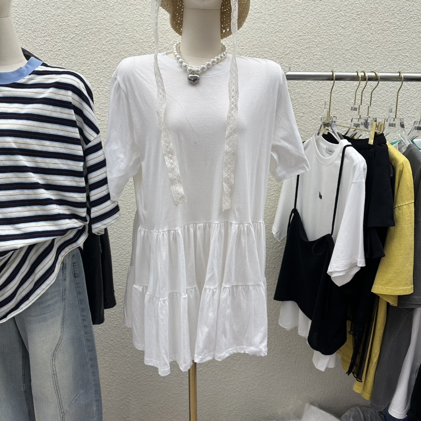 DRAWING韓國直郵實拍女士新品休閑時尚職業連衣裙多層棉質DRAWING連衣裙圖色2