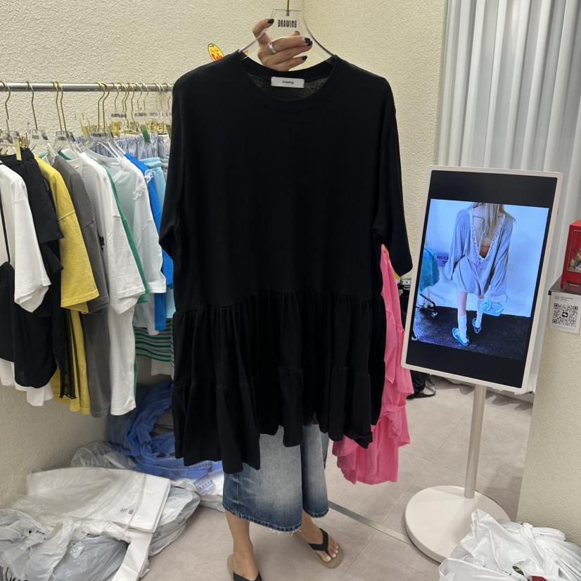 DRAWING韓國直郵實拍女士新品休閑時尚職業連衣裙多層棉質DRAWING連衣裙圖色3