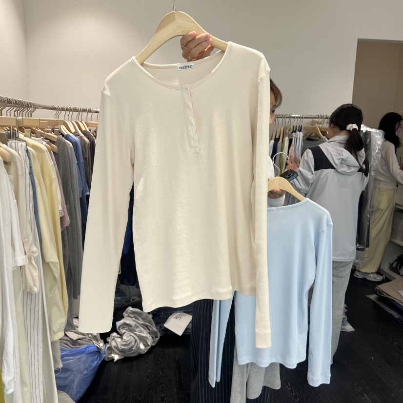 TAFFETA/MURET韓國直郵女士新品熱賣26春夏推薦長袖T恤紐扣TAFFETA/MURET長袖T恤圖色3