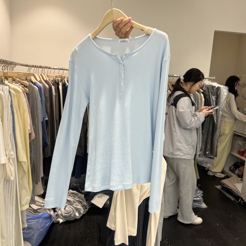 TAFFETA/MURET韓國直郵女士新品熱賣26春夏推薦長袖T恤紐扣TAFFETA/MURET長袖T恤圖色4