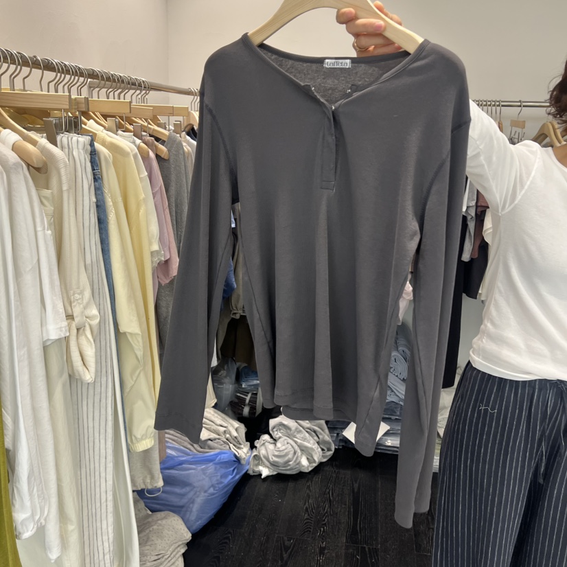 TAFFETA/MURET韓國直郵女士新品熱賣26春夏推薦長袖T恤紐扣TAFFETA/MURET長袖T恤圖色5