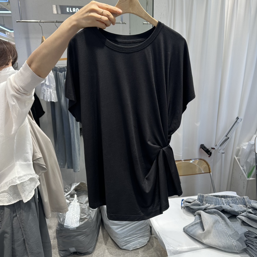 ELAN韓國直郵女士新款職業時尚熱賣26夏季人氣休閑T恤褶皺ELANT恤圖色2