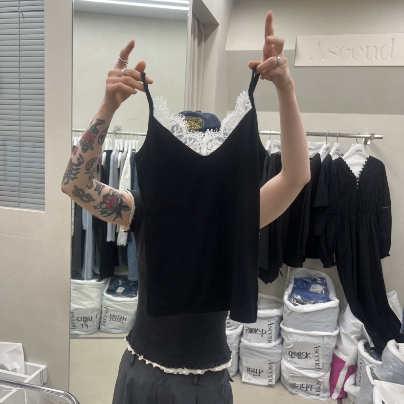 ASCEND韓國代購女士新品時尚職業熱賣人氣26夏季吊帶背心蕾絲ASCEND吊帶/背心圖色3