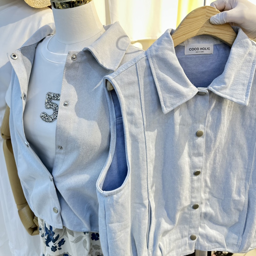 COCO HOLIC東大門實拍韓國女裝新款時尚馬甲不含內搭水洗COCO HOLIC馬甲
