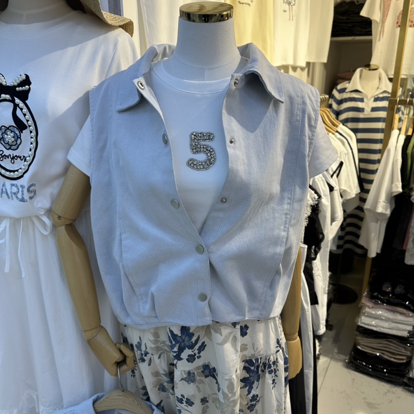 COCO HOLIC東大門實拍韓國女裝新款時尚馬甲不含內搭水洗COCO HOLIC馬甲圖色1米色