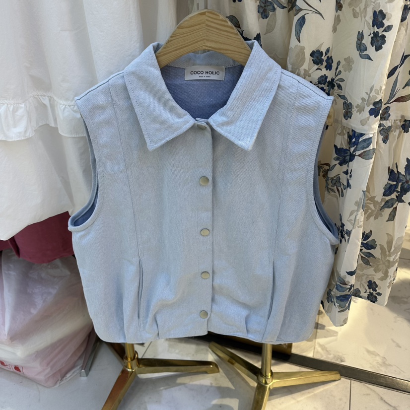 COCO HOLIC東大門實拍韓國女裝新款時尚馬甲不含內搭水洗COCO HOLIC馬甲圖色2灰色