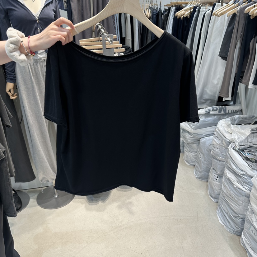 W.FATAL韓國代購女裝新款26夏季26春夏推薦T恤不對稱水洗W.FATALT恤圖色4黑色