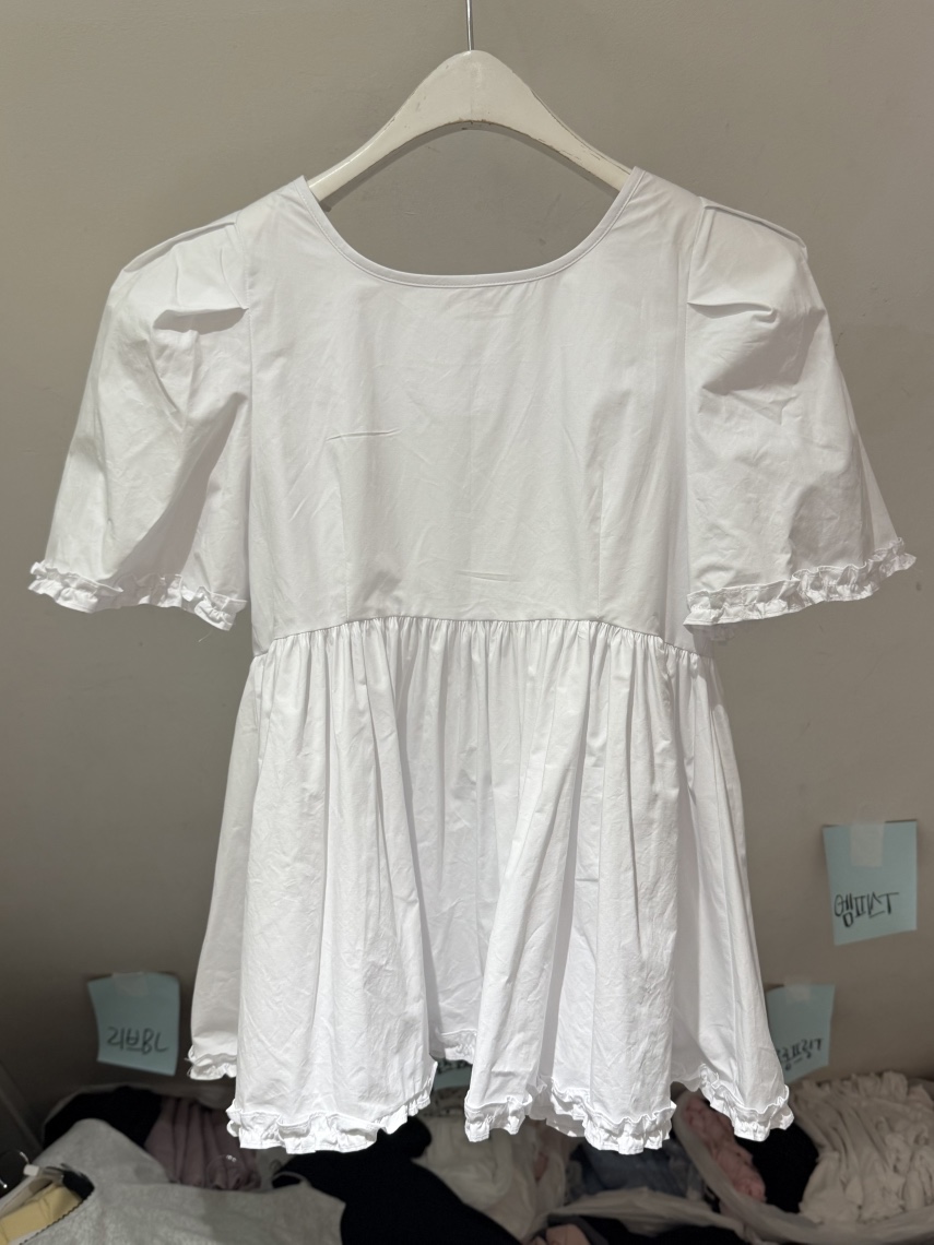 BELITA-L韓國東大門代購女裝新品26夏季襯衫蕾絲衫荷葉邊BELITA-L襯衫/蕾絲衫
