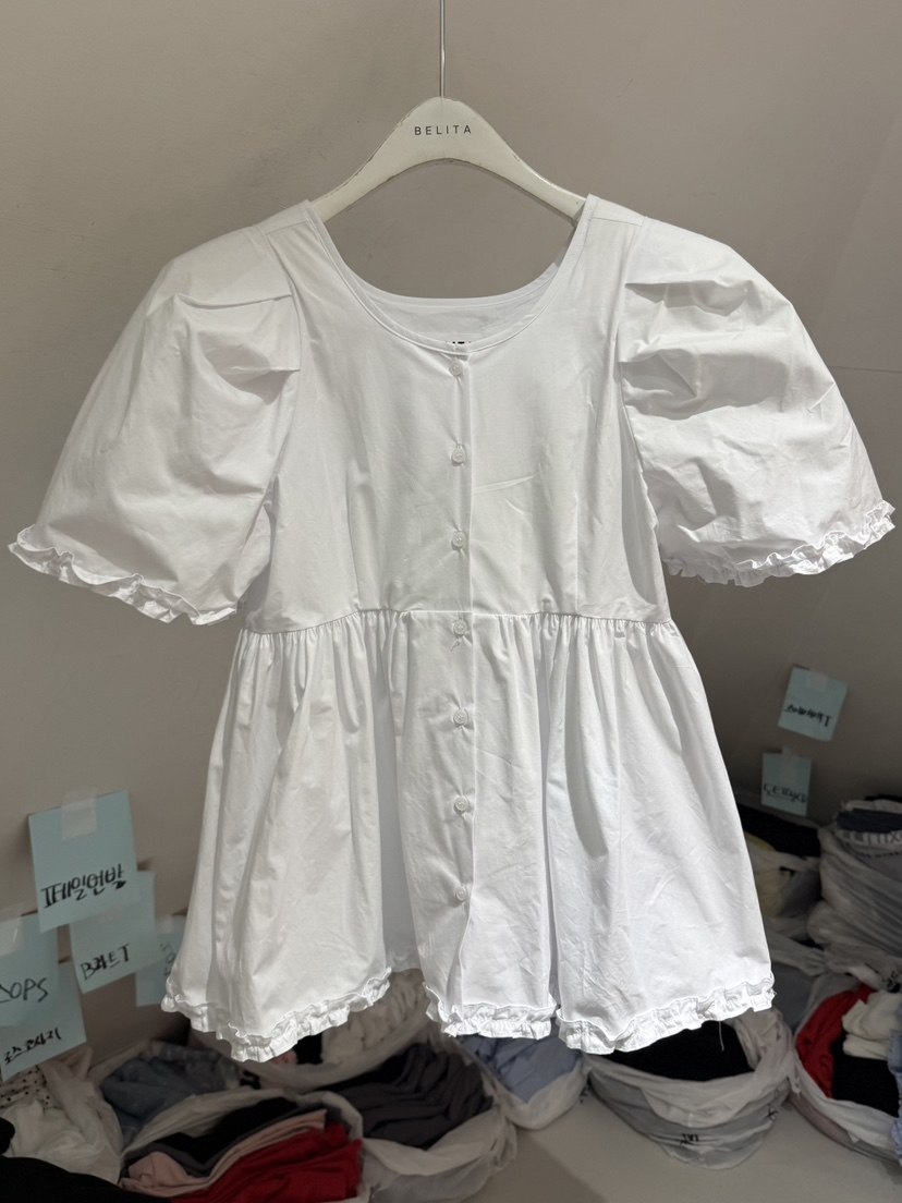 BELITA-L韓國東大門代購女裝新品26夏季襯衫蕾絲衫荷葉邊BELITA-L襯衫/蕾絲衫圖色1