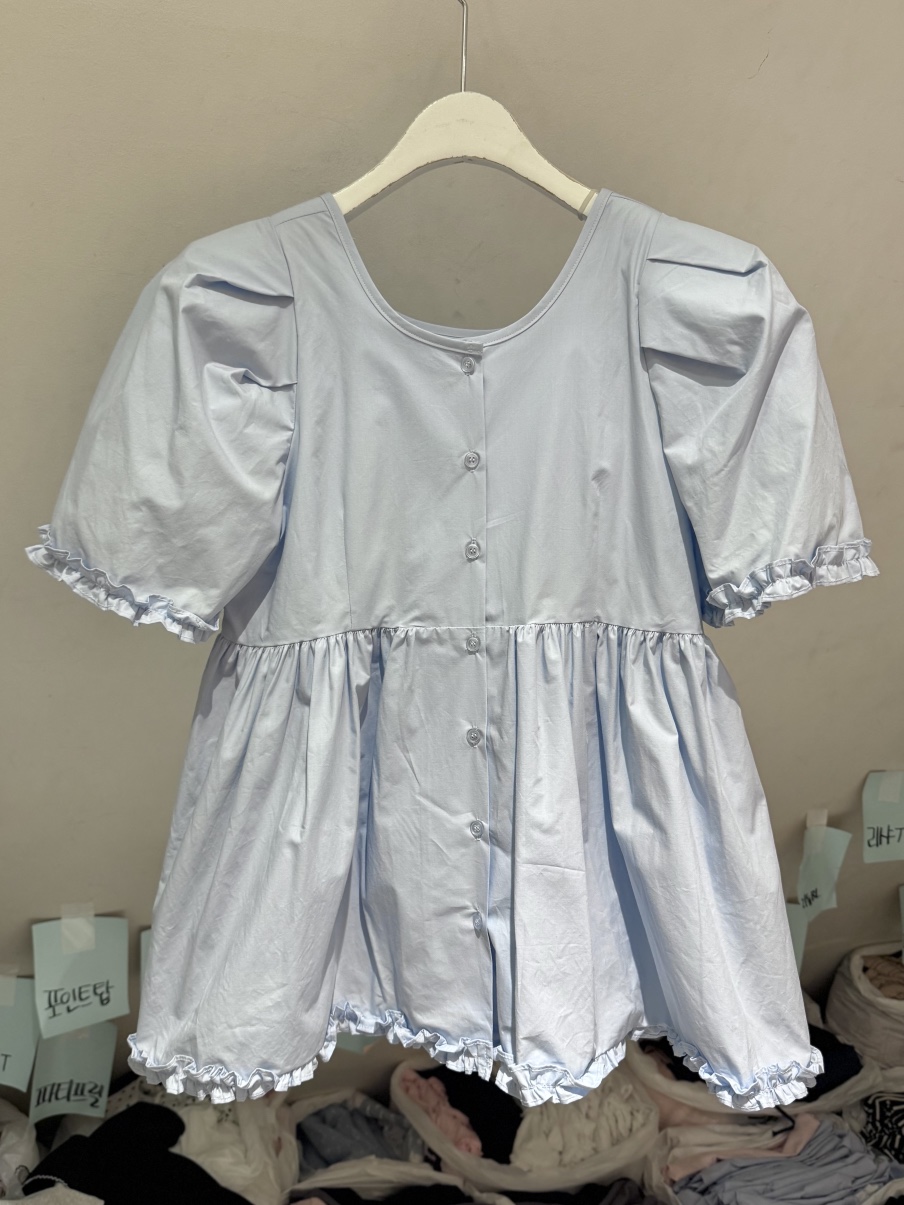 BELITA-L韓國東大門代購女裝新品26夏季襯衫蕾絲衫荷葉邊BELITA-L襯衫/蕾絲衫圖色2