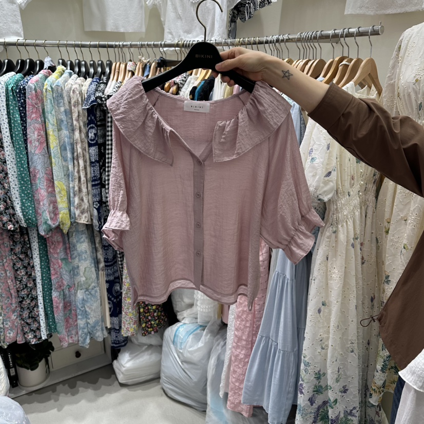 BIKINI東大門實拍韓國女裝新品時尚休閑26春夏襯衫蕾絲衫BIKINI襯衫/蕾絲衫圖色2