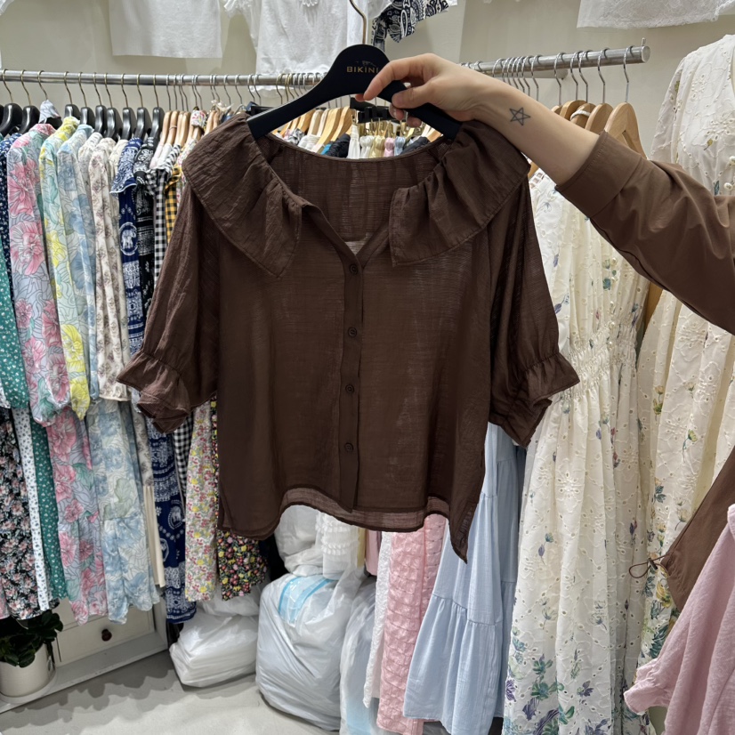 BIKINI東大門實拍韓國女裝新品時尚休閑26春夏襯衫蕾絲衫BIKINI襯衫/蕾絲衫圖色3