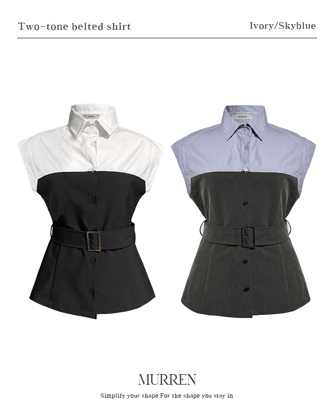 MURREN東大門實拍韓國女士新品26春夏26夏季襯衫蕾絲衫系腰帶MURREN襯衫/蕾絲衫