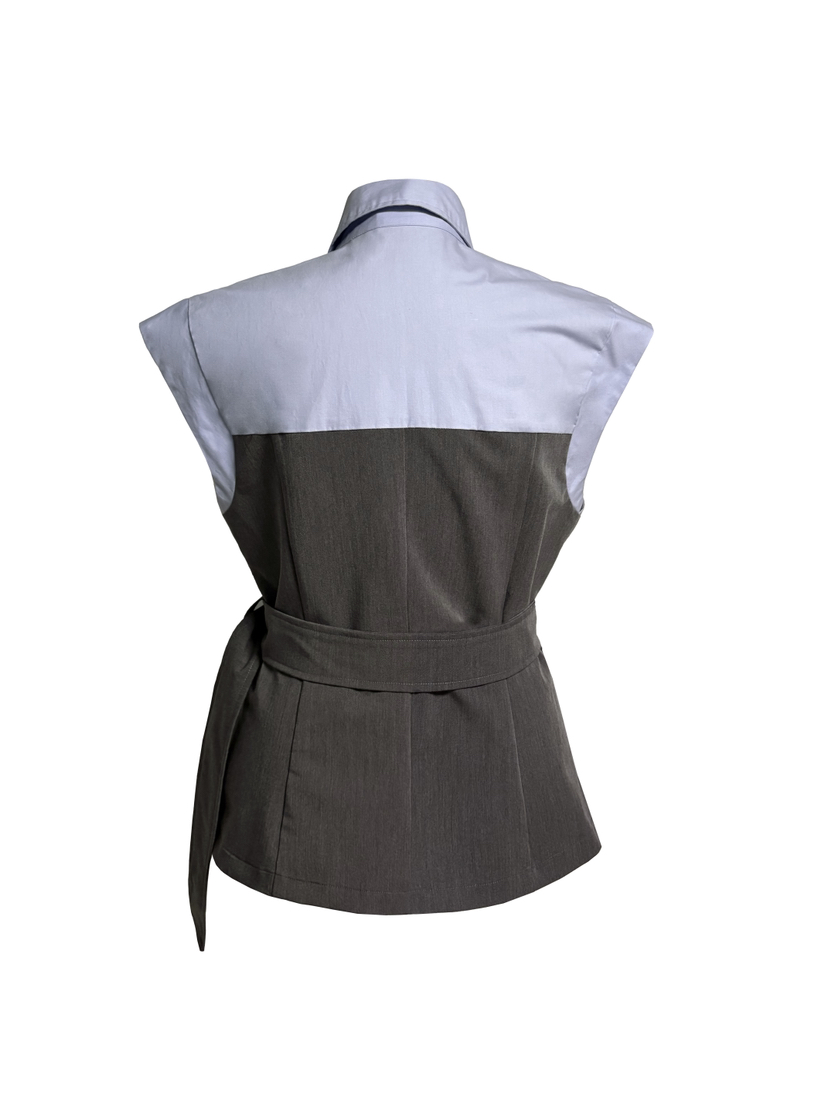 MURREN東大門實拍韓國女士新品26春夏26夏季襯衫蕾絲衫系腰帶MURREN襯衫/蕾絲衫