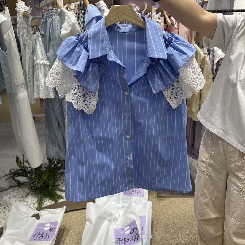 VIRUS韓國代購女裝新款熱賣休閑推薦26夏季26春夏襯衫蕾絲衫VIRUS襯衫/蕾絲衫圖色1