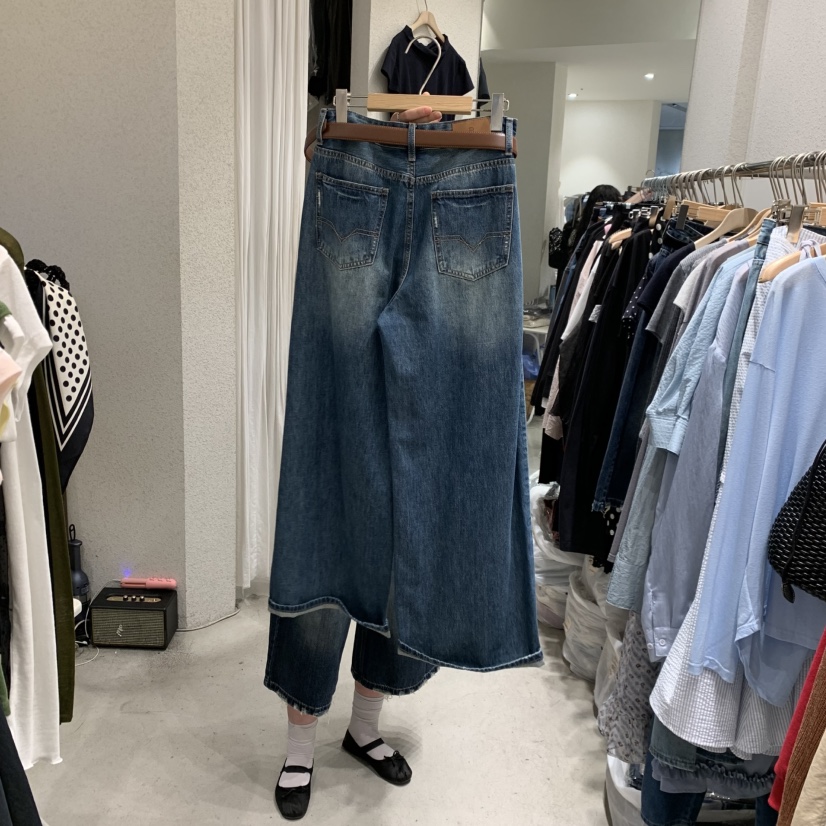 SSEMIENNE韓國代購女士新款職業推薦休閑牛仔褲不含腰帶鏤空SSENIQUE/SSEMIENNE牛仔褲