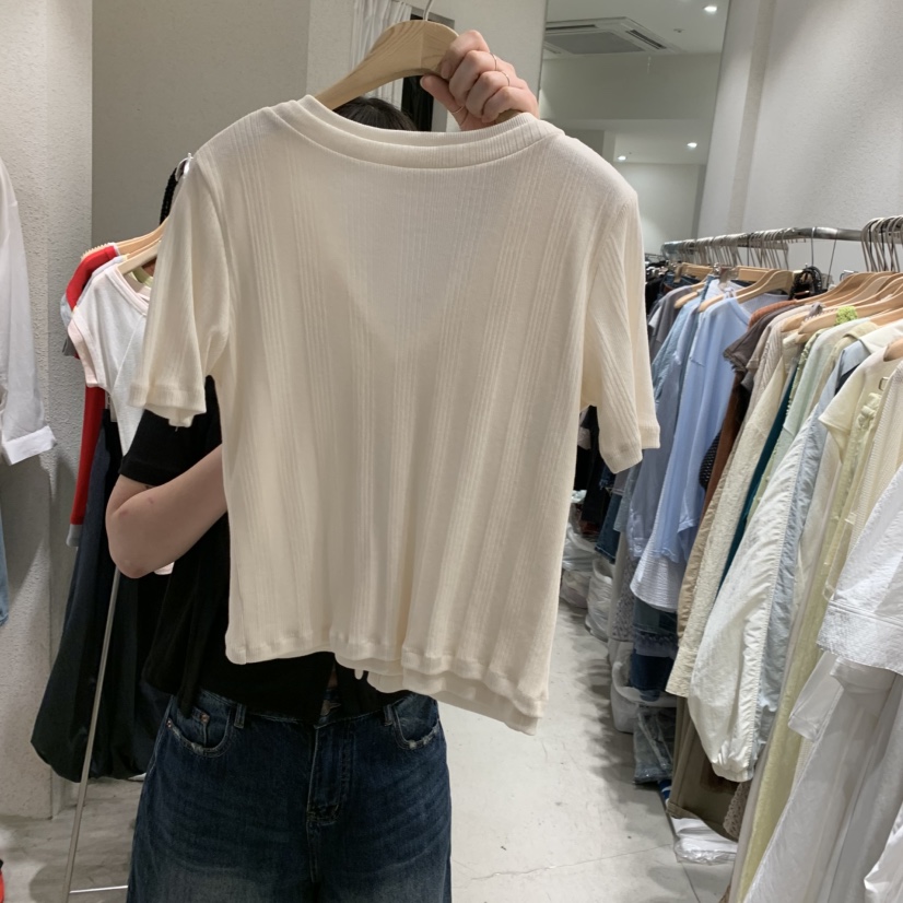 SSEMIENNE韓國直郵女裝新品人氣26夏季T恤假兩件開衫羅紋SSENIQUE/SSEMIENNET恤