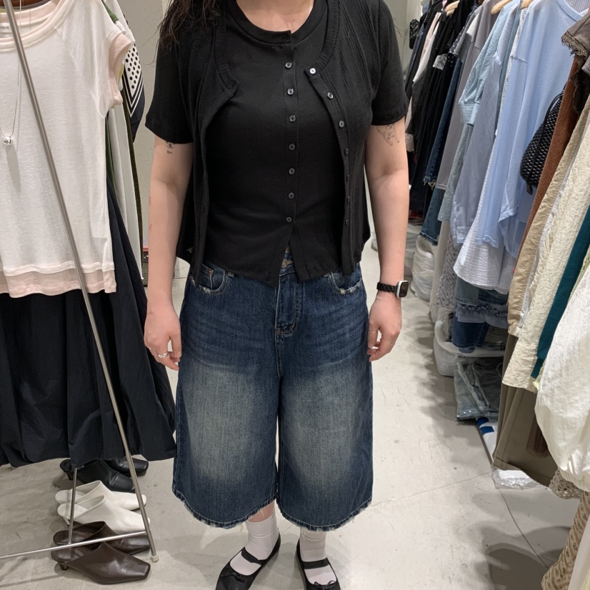 SSEMIENNE韓國直郵女裝新品人氣26夏季T恤假兩件開衫羅紋SSENIQUE/SSEMIENNET恤圖色2