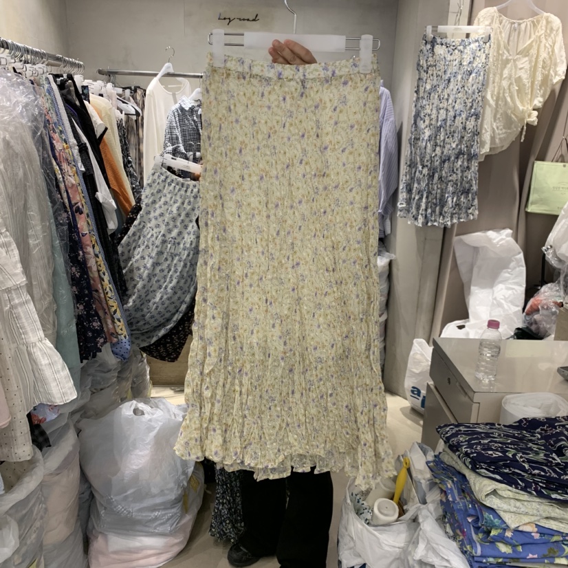 LOGROAD韓國直郵實拍女士新品熱賣休閑職業人氣26春夏長裙褶皺LOG ROAD長裙