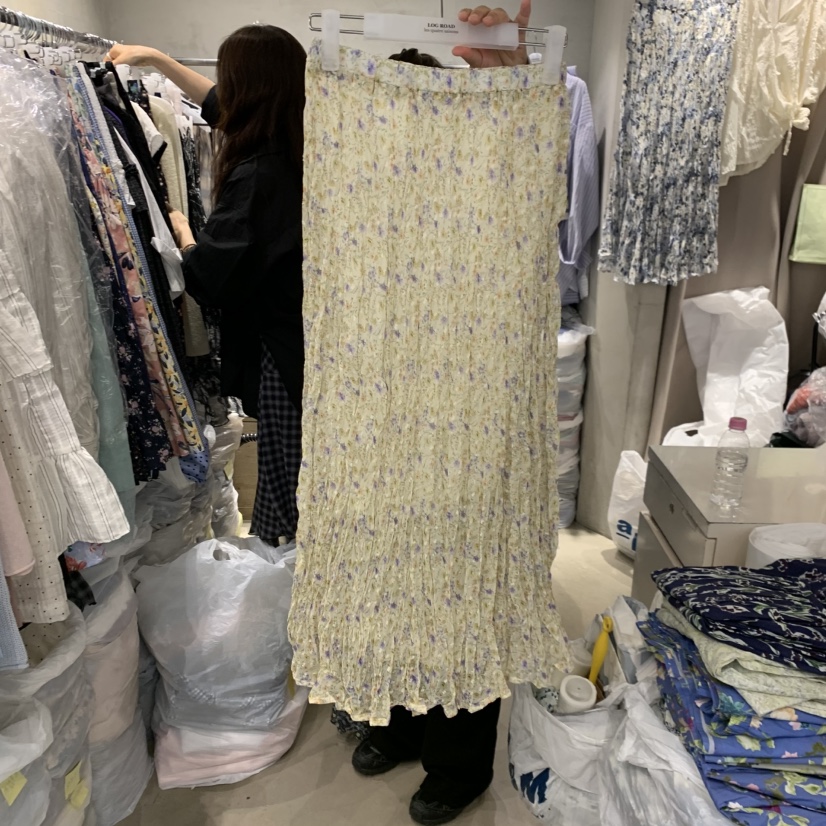 LOGROAD韓國直郵實拍女士新品熱賣休閑職業人氣26春夏長裙褶皺LOG ROAD長裙圖色1