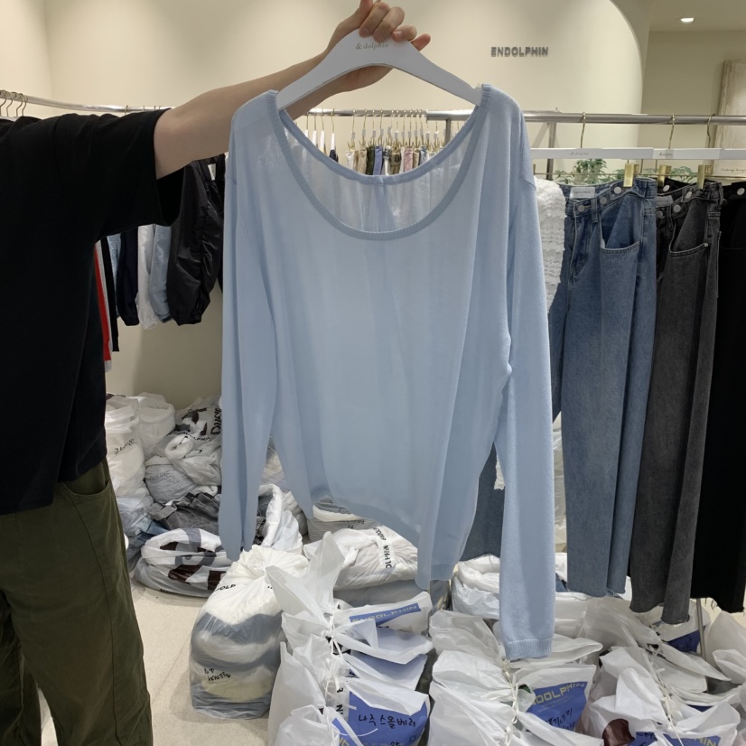 ENDOLPHIN東大門直郵女裝新品職業休閑長袖T恤亞麻布絲帶ENDOLPHIN長袖T恤圖色2