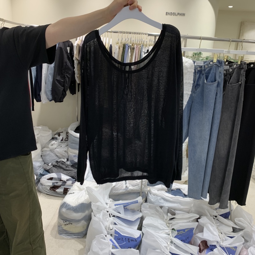ENDOLPHIN東大門直郵女裝新品職業休閑長袖T恤亞麻布絲帶ENDOLPHIN長袖T恤圖色4