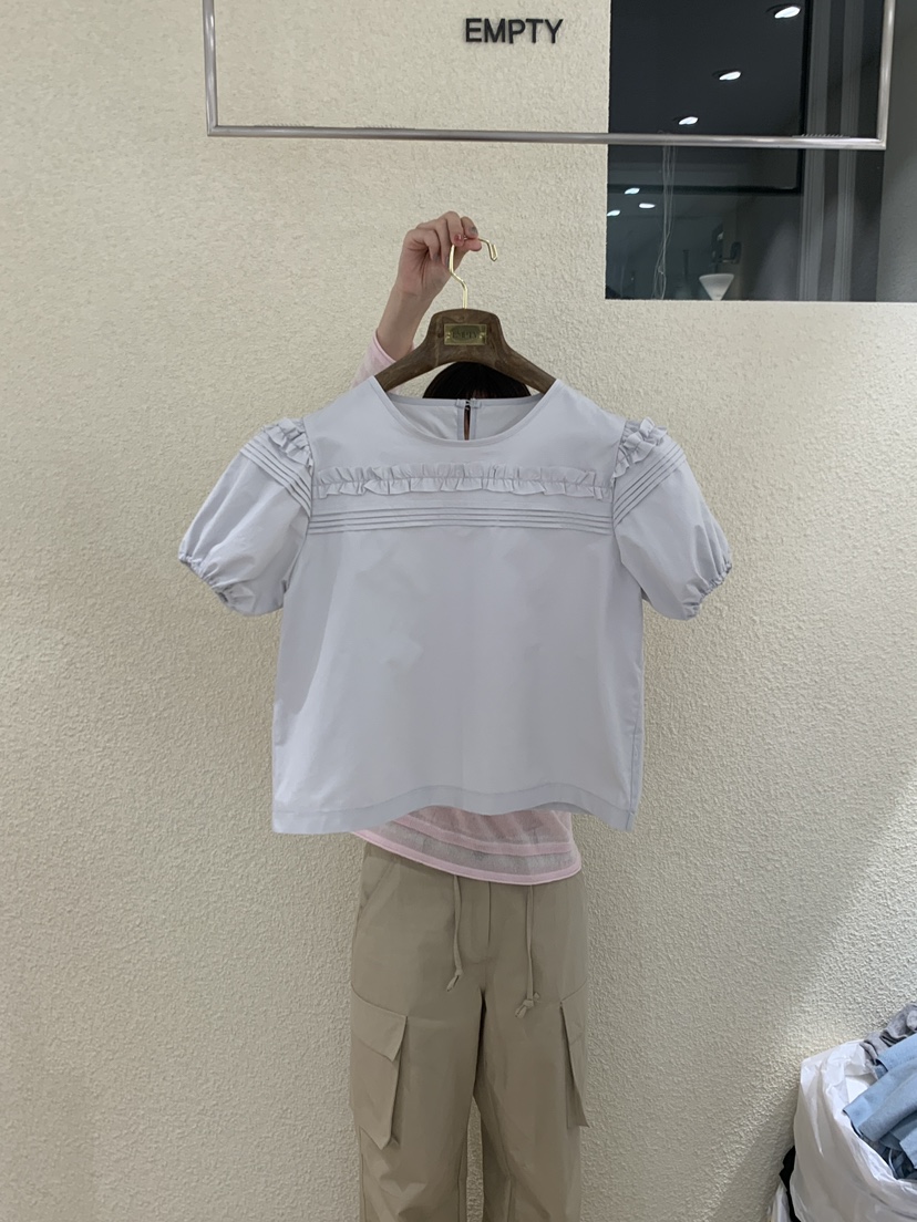 EMPTY韓國直郵女士新款26夏季人氣休閑職業時尚襯衫蕾絲衫EMPTY襯衫/蕾絲衫圖色1